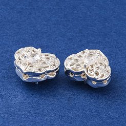 Brass Micro Pave Clear Cubic Zirconia Beads&nbsp;KK-S389-20S