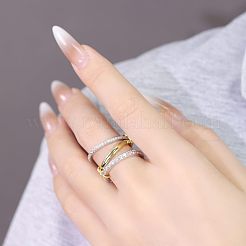 Stainless Steel Micro Pave Clear Cubic Zirconia Stackable Finger Rings&nbsp;WGD96BD-02
