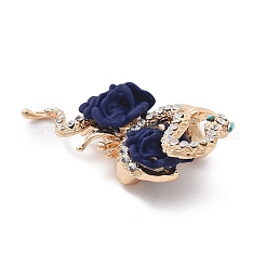 Snake with Rose Alloy Rhinestone Brooches&nbsp;LS-JEWB-E041-05KCG-02