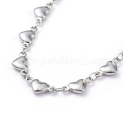 Non-Tarnish 304 Stainless Steel Heart Link Chain Necklaces&nbsp;NJEW-JN02887-01