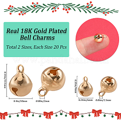40Pcs 2 Styles Brass Bell Charms&nbsp;KK-BBC0015-24