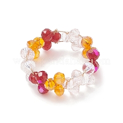 Glass Braided Bead Finger Ring&nbsp;RJEW-JR00569