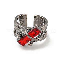 Rectangle Alloy Rhinestone Solitaire Ring&nbsp;RJEW-Z048-06B-02