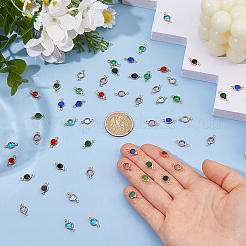 48Pcs 8 Colors 304 Stainless Steel with Glass Connector Charms&nbsp;STAS-HS0001-69
