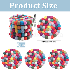 Round Wool Felt Ball Coasters&nbsp;AJEW-WH20020-151A