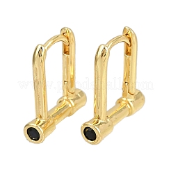 Brass Micro Pave Cubic Zirconia Lock Hoop Earrings&nbsp;EJEW-B146-01G