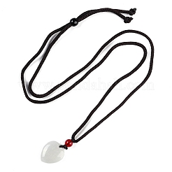 Natural Jadeite Heart Pendant Necklaces&nbsp;NJEW-F321-05