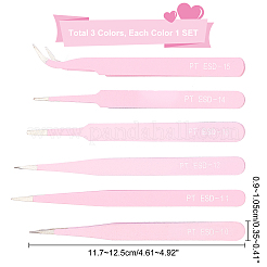 3Sets 3 Colors Stainless Steel Beading Tweezers Sets&nbsp;TOOL-DC0001-01