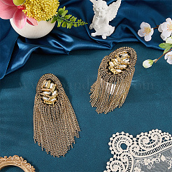 2Pcs Felt & Iron & Rhinestone Tassel Epaulette&nbsp;AJEW-CN0007-74A-G