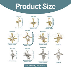 18Pcs 9 Style Brass Micro Pave Clear Cubic Zirconia Pendants&nbsp;KK-TA0001-10