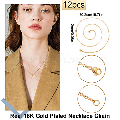 12Pcs 2mm 304 & 201 Stainless Steel Rolo Chain Necklaces for Men Women&nbsp;NJEW-BBC0001-01