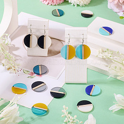 10Pcs 5 Colors Transparent & Opaque Resin & Wood Pendants&nbsp;RESI-TA0004-67