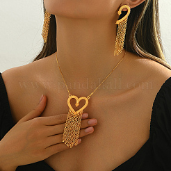 Elegant Zinc Alloy Hollow Heart Tassel Jewelry Set for Women&nbsp;HX7925