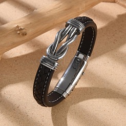 Braided Microfiber Leather Cord Bracelets for Men&nbsp;BJEW-Z081-03P-02