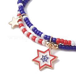 Independence Day Alloy Enamel Star Charm Bracelets&nbsp;BJEW-MZ00087