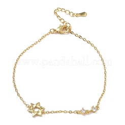 Brass Micro Pave Clear Cubic Zirconia Link Bracelets&nbsp;BJEW-E114-01A-G