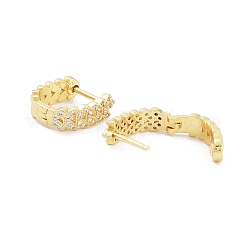 Clear Cubic Zirconia Leaf Hoop Earring&nbsp;EJEW-L264-001G