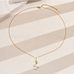 Stainless Steel Pave Cubic Zirconia Snake Pendant Necklaces for Women Party Casual Jewelry&nbsp;PM4077