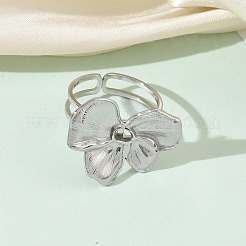 304 Stainless Steel Open Cuff Rings for Women&nbsp;RJEW-K320-01P