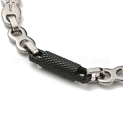 Two Tone 201 Stainless Steel Column & Cross Link Chain Bracelet&nbsp;BJEW-B078-34BP