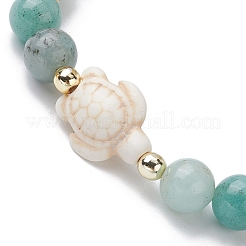 Tortoise Synthetic Turquoise & Natural Amazonite Stretch Bracelets for Women&nbsp;BJEW-JB10106-03
