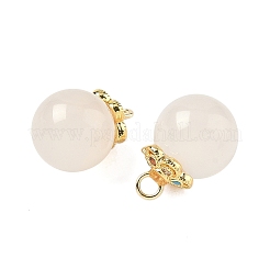 Natural White Chalcedony Round Charms&nbsp;G-P577-03G