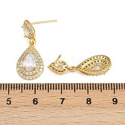 Brass Micro Pave Cubic Zirconia Stud Earrings&nbsp;EJEW-K312-06G