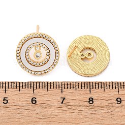 Flat Round Brass Micro Pave Cubic Zirconia Stud Earrings&nbsp;KK-D363-15G