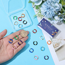 9 Pairs 9 Colors Two Tone 304 Stainless Steel Chunky Huggie Hoop Earrings&nbsp;EJEW-SC0001-90