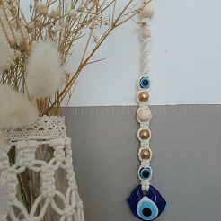 Teardrop with Evil Eye Glass Pendant Decorations&nbsp;EVIL-PW0002-05