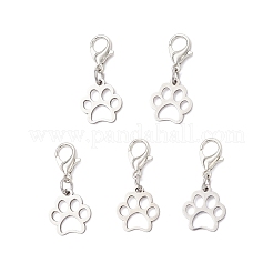 304 Stainless Steel Paw Print Pendant Decorations&nbsp;HJEW-JM03744