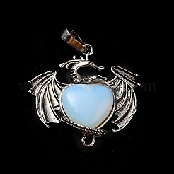 Opalite Heart Pendants&nbsp;KK-K331-01AS-03