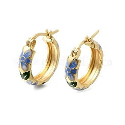 Brass Enamel Hoop Earrings for Women&nbsp;EJEW-K335-01G-01