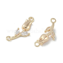Brass & Clear Glass Flower Links Connector Charms&nbsp;X-KK-H482-16G