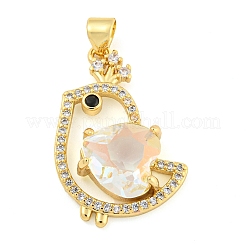 Rack Plating Brass Micro Pave Clear Cubic Zirconia Pendants&nbsp;ZIRC-L100-156G