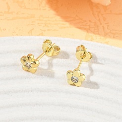 Brass Pave Cubic Zirconia Stud Earrings&nbsp;KK-CBA98BA-21G