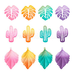 24Pcs 12 Style Gradient Spray Painted Iron Pendants&nbsp;IFIN-TA0001-50