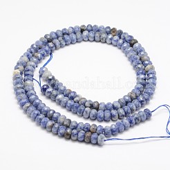 Faceted Natural Blue Spot Jasper Rondelle Beads Strands&nbsp;X-G-K090-05