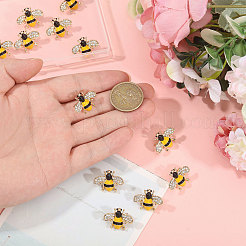 12Pcs Bees Iron Rhinestone Lapel Pin Brooches&nbsp;JEWB-CA0001-78