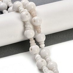 Natural White Jade 3-Hole Guru Beads Strands&nbsp;G-H064-E03-01