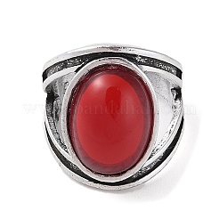 Oval Resin Finger Ring&nbsp;RJEW-B107-16AS-02