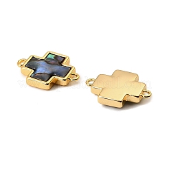 Natural Paua Shell Cross Connector Charms&nbsp;KK-G538-40G