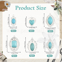 6Pcs 6 Styles Dyed Synthetic Turquoise Pendants&nbsp;STAS-SZ0003-81