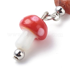 Mushroom Handmade Lampwork Pendant Decorations&nbsp;HJEW-JM00753