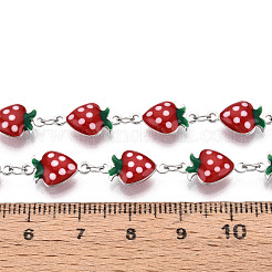 Brass Enamel Strawberry Link Chains&nbsp;CHC-N024-01P