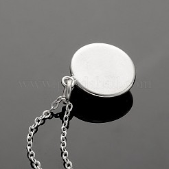 Silver Color Plated Flat Round Brass Druzy Resin Pendant Necklaces&nbsp;NJEW-JN01163