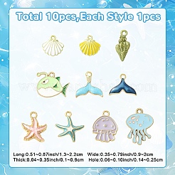 10Pcs 10 Styles Alloy Enamel Pendants&nbsp;ENAM-YW0006-64