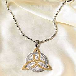 201 Stainless Steel Pendant Necklaces&nbsp;NJEW-R019-01G&P