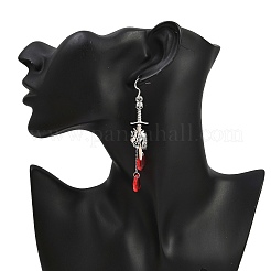 Gothic Style Sword & Heart Alloy Dangle Earrings&nbsp;EJEW-JE06626
