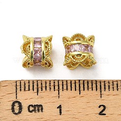 Brass Micro Pave Cubic Zirconia Beads&nbsp;KK-B142-06G-01